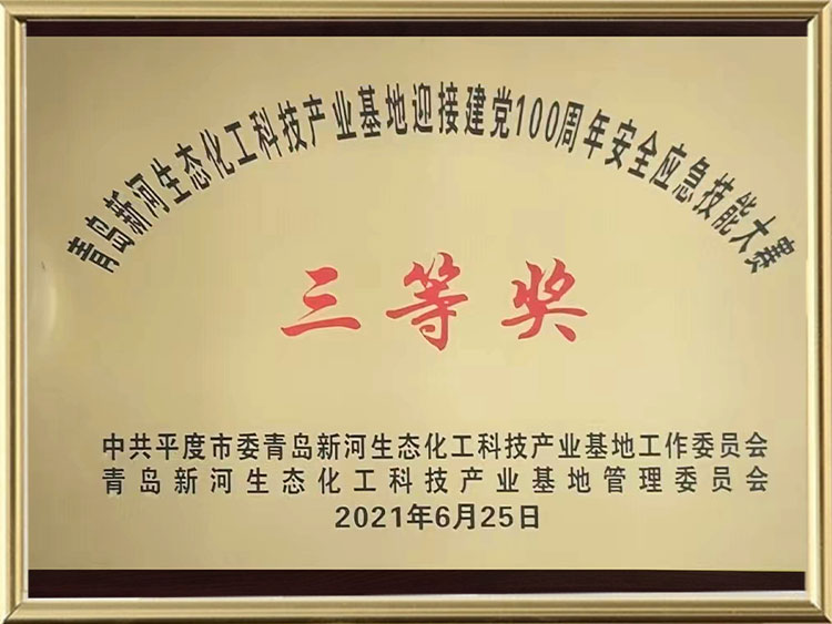 青岛新河生态化工科技产业基地迎接建党100周年安全应急技能大赛三等奖